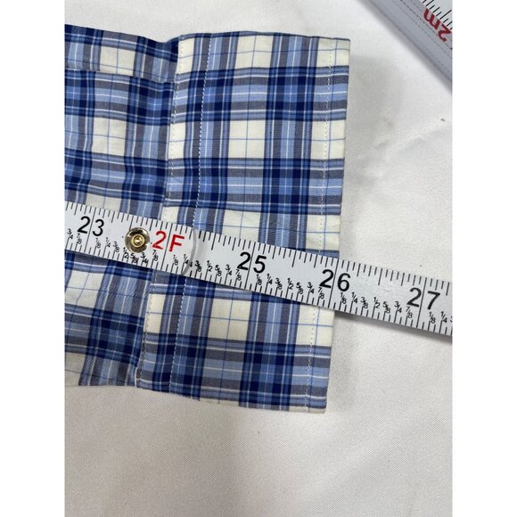 Ralph Lauren SKU 7540 Mens Blue and White Plaid Dress Shirt Size L - Picture 6 of 13